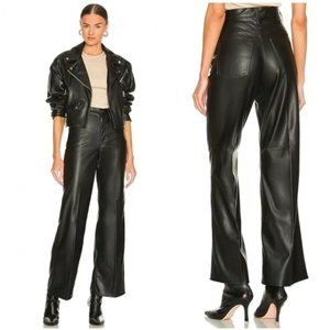 Levis Womens Size 32 70s High Rise Flare Faux Leather Black Wide Leg Jeans